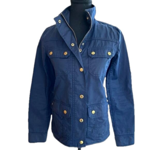 J. CREW Downtown Field Cotton Jacket Zip Snaps Front Utility Military Style - Picture 1 of 14